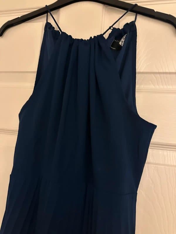ASOS Design Navy midi length pleated dress