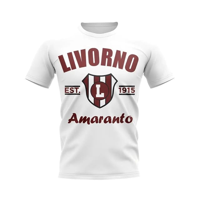Livorno Livorno Men's Mens Established Football T-Shirt White in Blue - 2