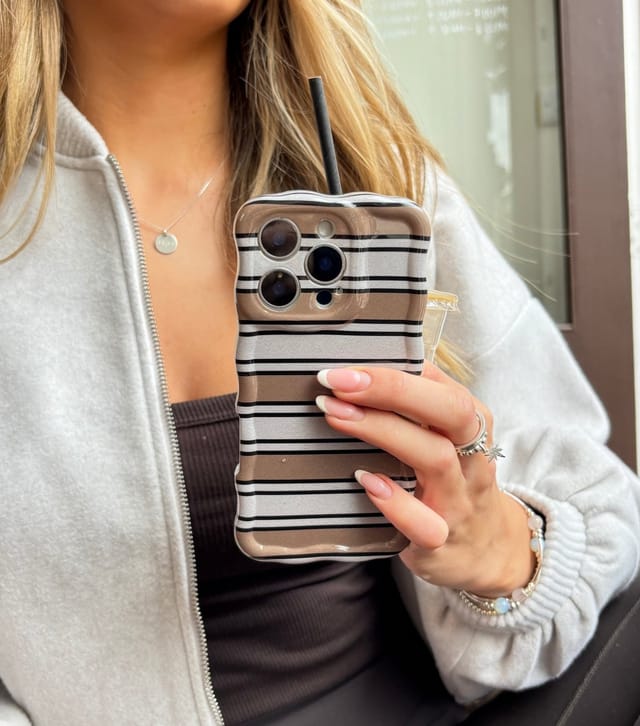 Coconut Lane Brown Retro Stripe Phone Case Coconut Lane New Look - 3