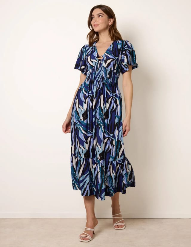 Blue Vanilla Ring Detail Printed Dress - 2