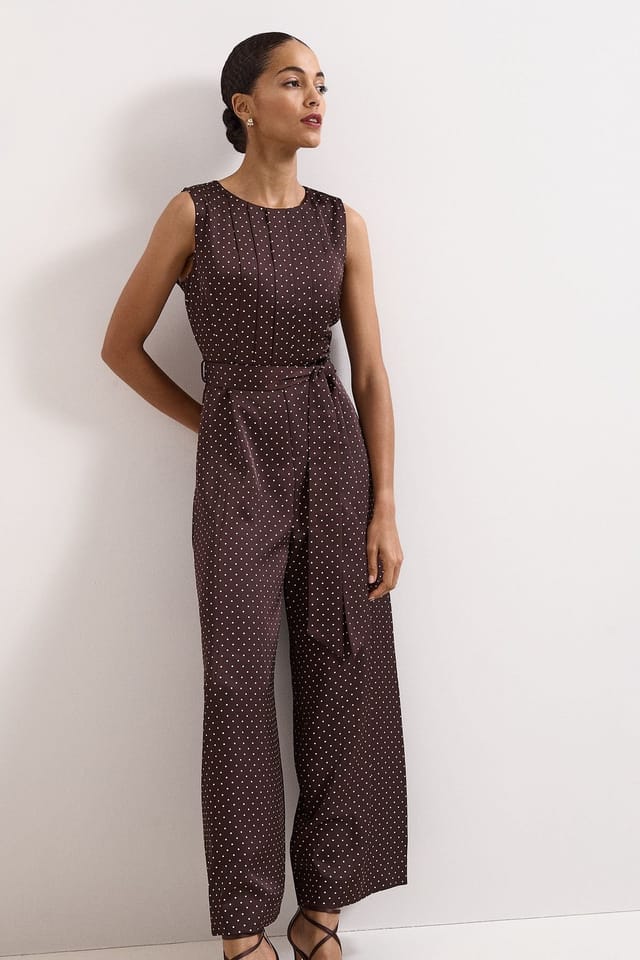 Phase Eight Phase Eight Women's Petite Janine Wide Leg Jumpsuit in Chocolate - 3