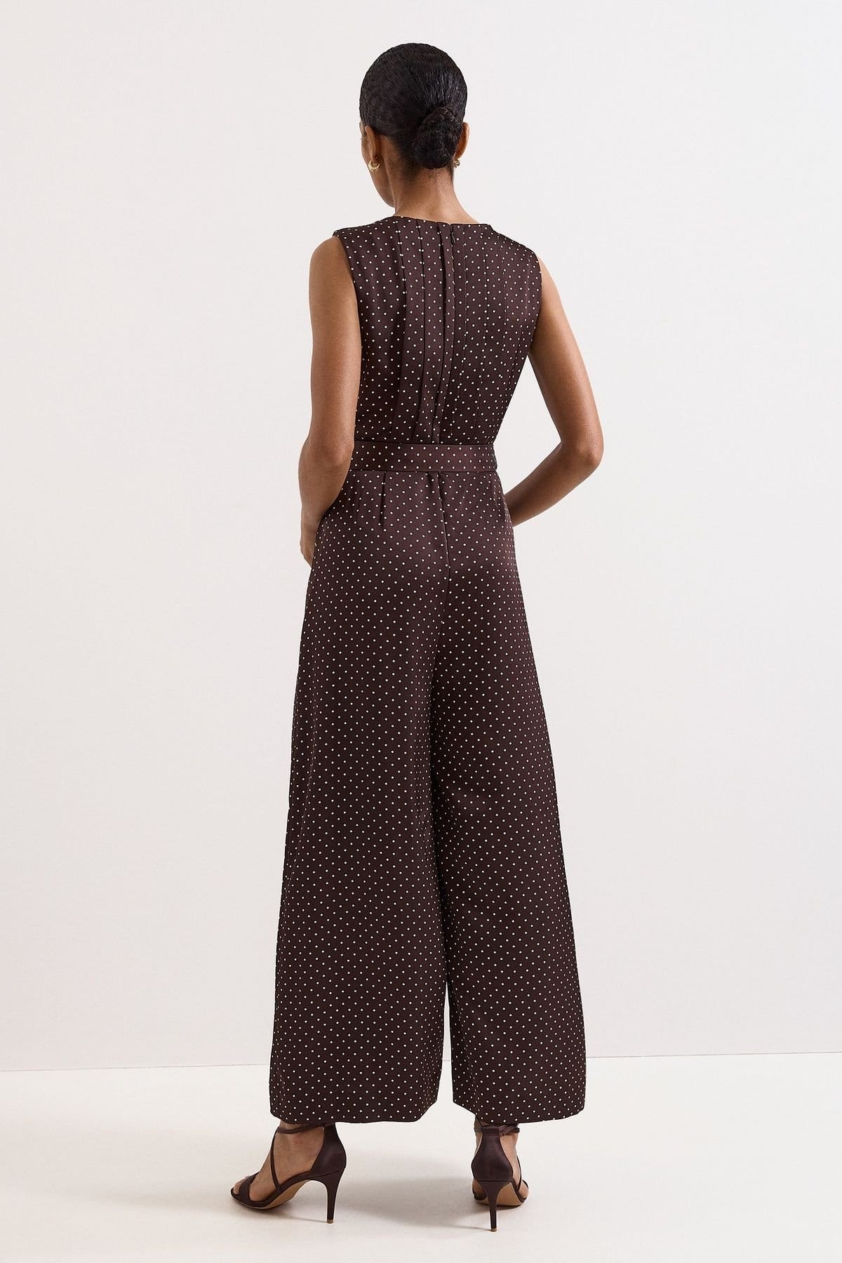 Phase Eight Phase Eight Women's Petite Janine Wide Leg Jumpsuit in Chocolate - 4