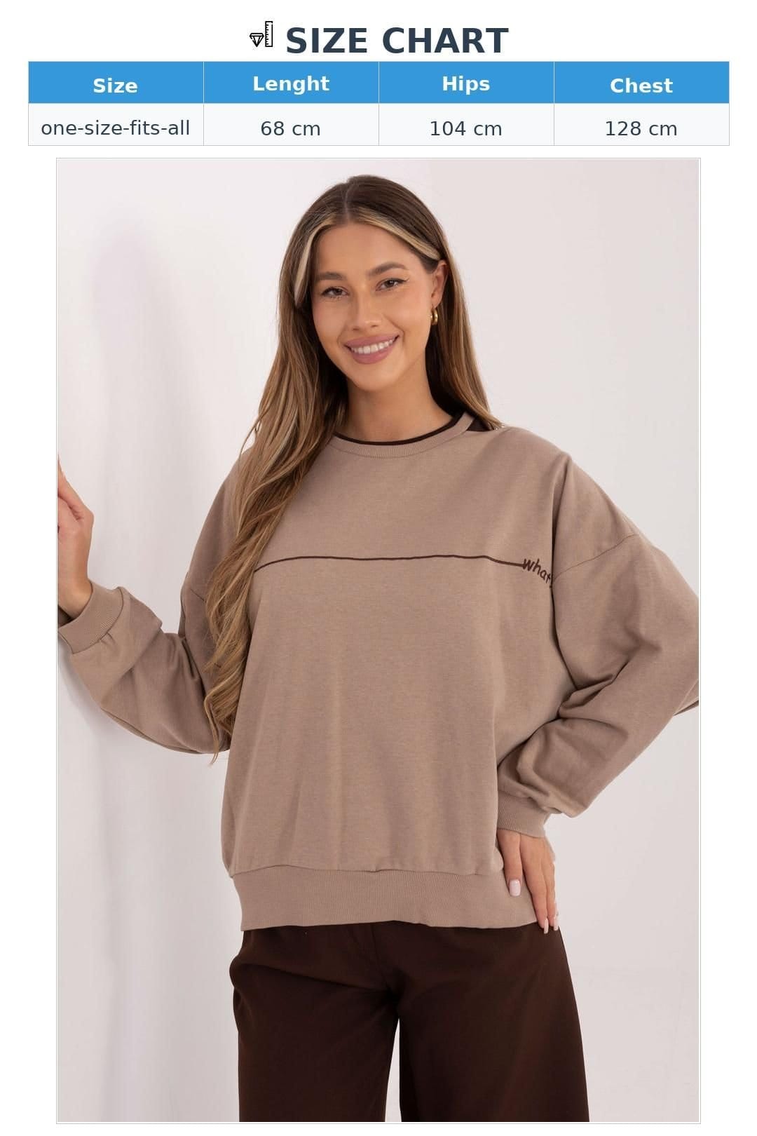 Love Lace Love Lace Women's Oversize Cotton Polyester Sweatshirt Embroidery in Taupe - 4