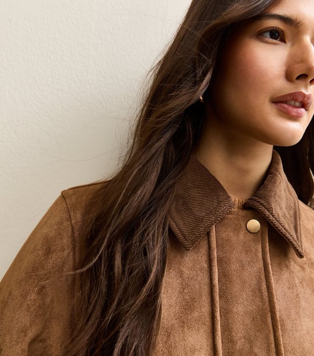 New Look Women's Tan Faux Suede Patch Pocket  Jacket New Look - 2