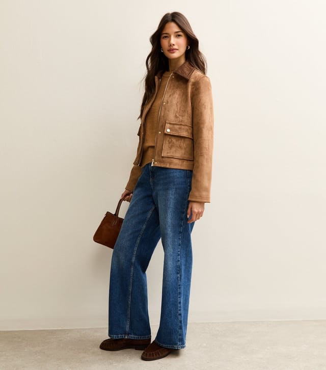 New Look Women's Tan Faux Suede Patch Pocket  Jacket New Look - 3