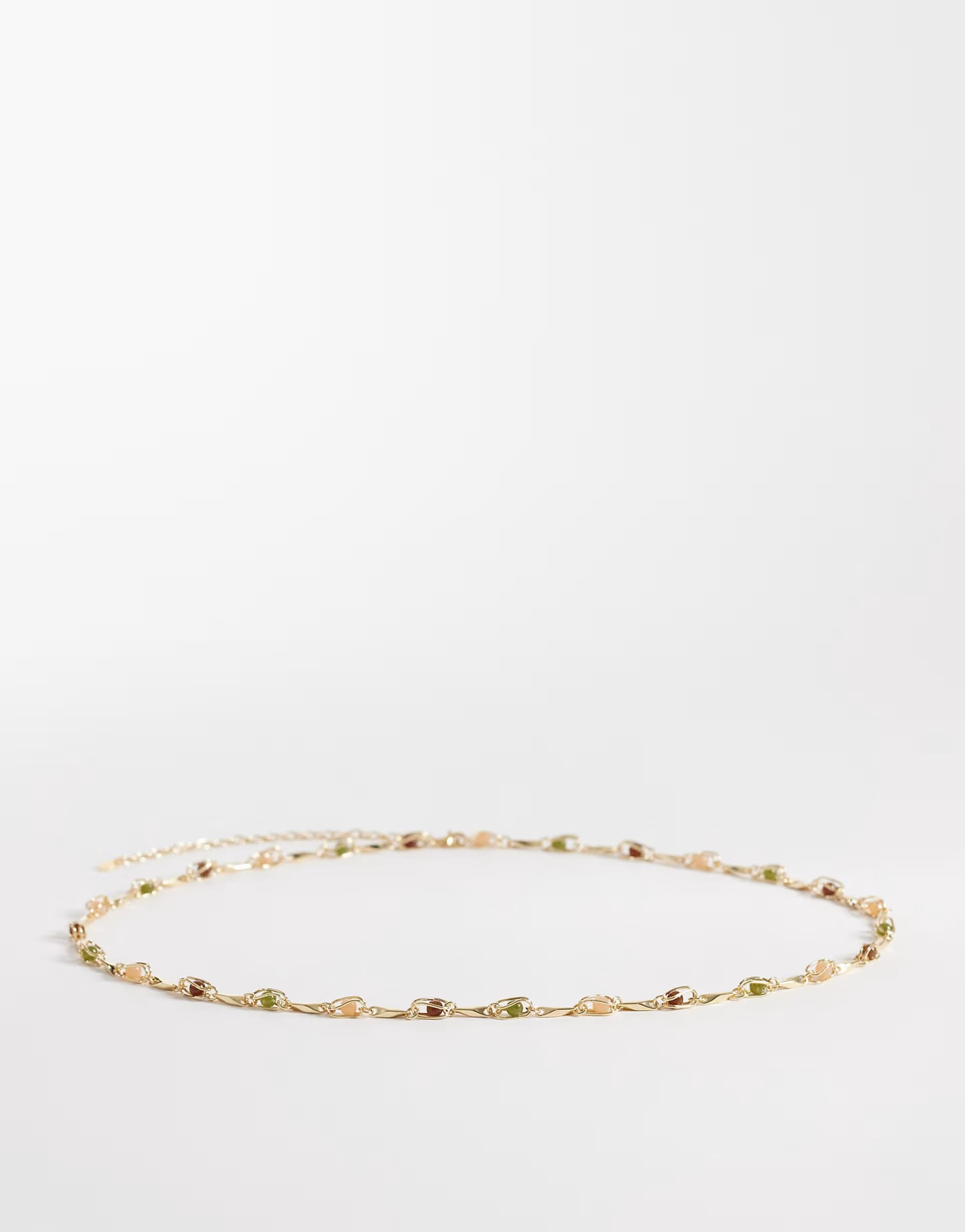 ASOS Mango stone embellished chain belt in gold
