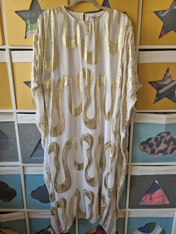 Never Fully Dressed Never fully dressed women's Gold Ophelia Kaftan Dress size 8