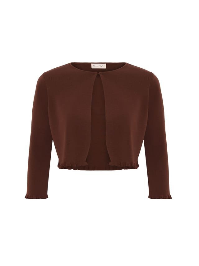 Phase Eight Phase Eight Women's Mimi Knitted Cropped Cardigan in Chocolate - 2