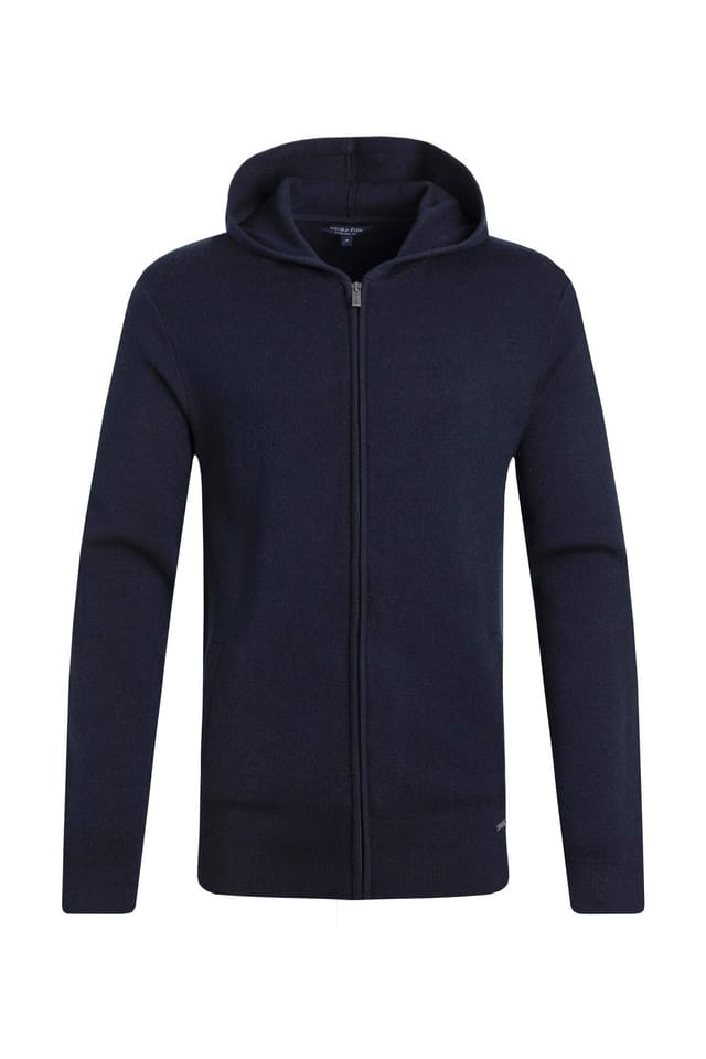 Weird Fish Weird Fish Men's Samuel Knitted Full Zip Hooded Jumper in Navy - 2