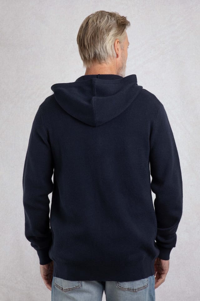 Weird Fish Weird Fish Men's Samuel Knitted Full Zip Hooded Jumper in Navy - 3