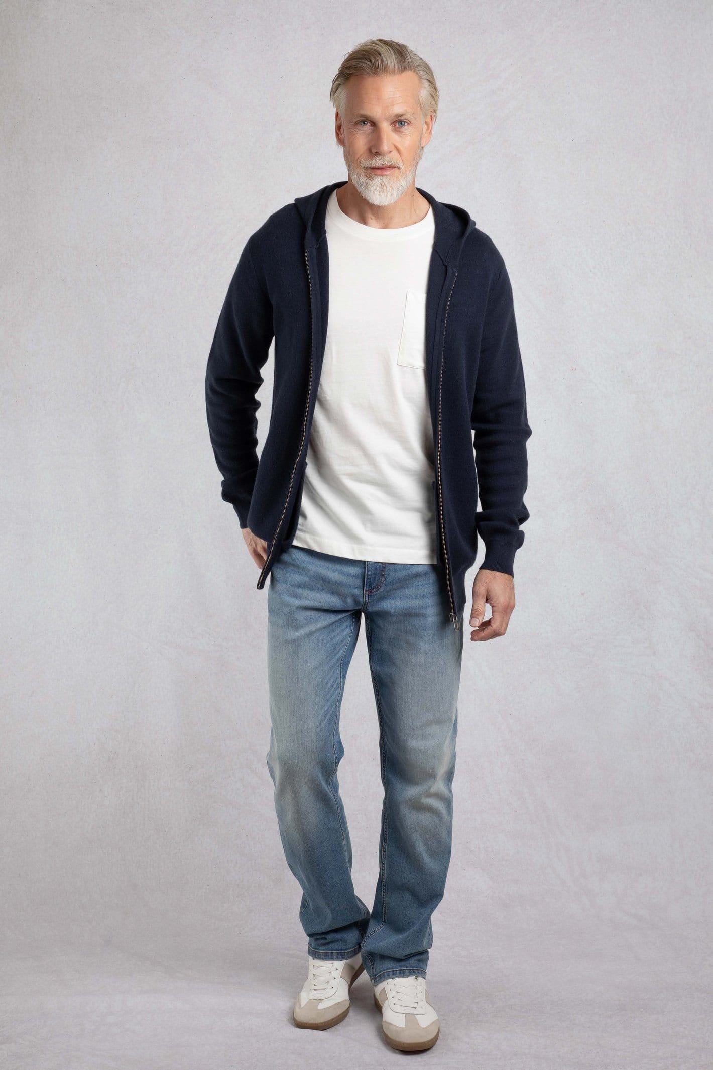 Weird Fish Weird Fish Men's Samuel Knitted Full Zip Hooded Jumper in Navy - 4