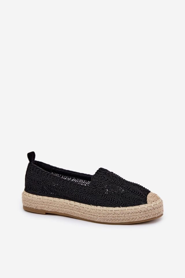 Love Lace Love Lace Women's Textile Espadrilles Platform Shoes with Jute Braid & Rounded Toe in Black - 2
