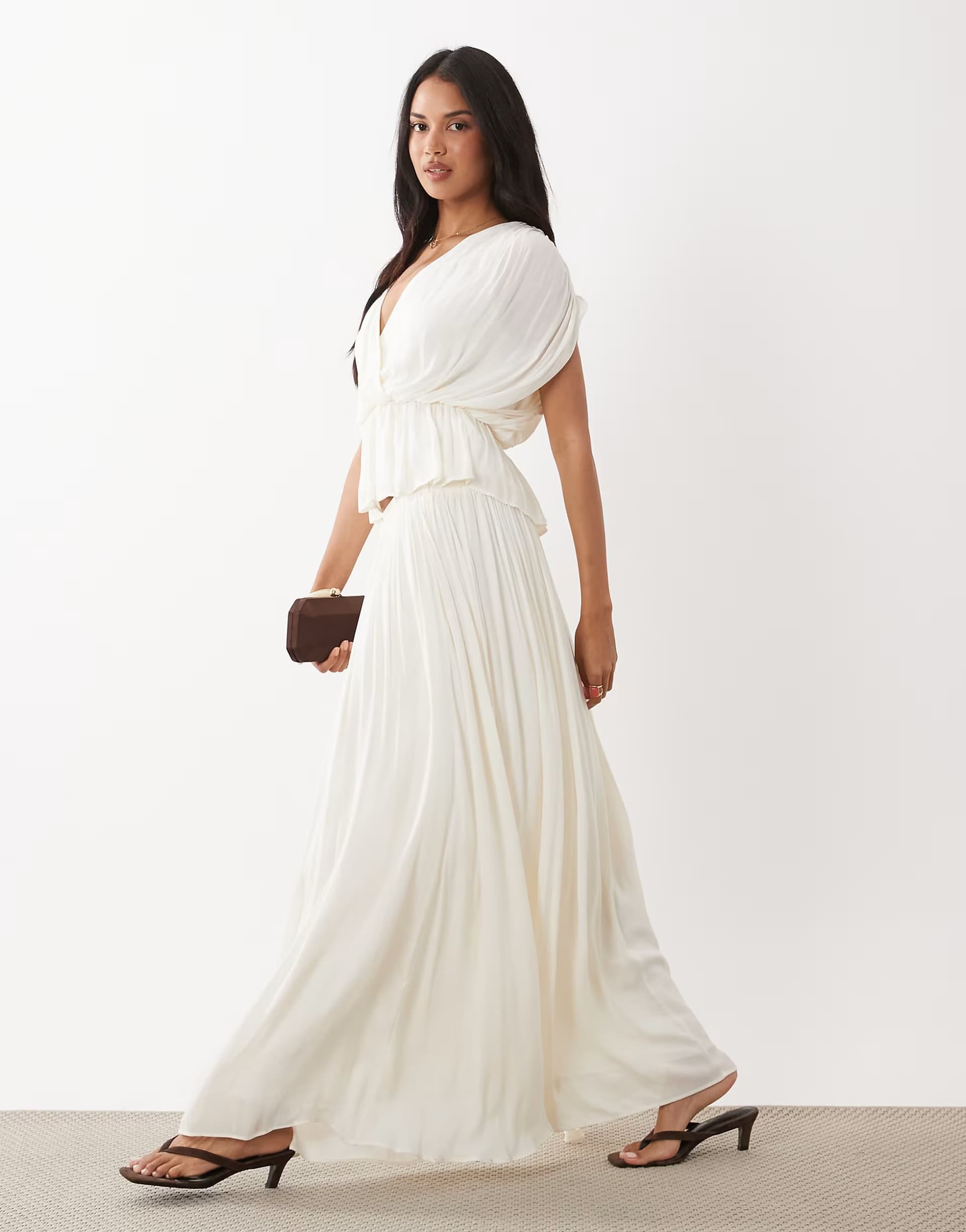 ASOS Gina Tricot co-ord wide sheer maxi skirt in white