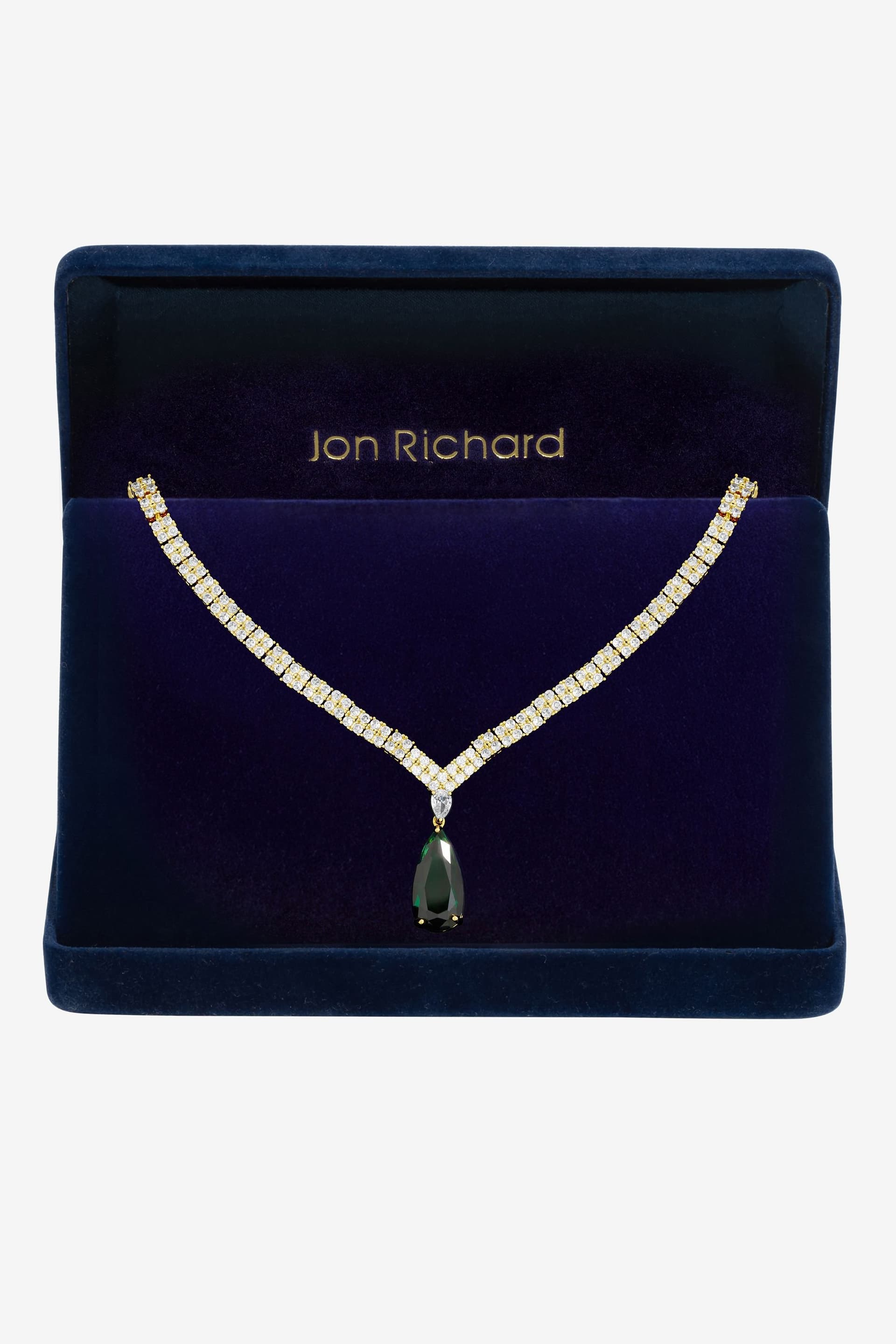 Jon Richard Jon Richard Gold Plated Emerald Green Cubic Zirconia Necklace