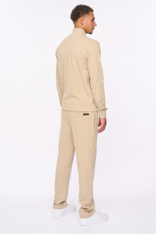 Duck&Cover Duck&Cover Tames Men's Textured Twill Zip-Through Top - High Neck Utility Jacket with Front Flap Pockets in Stone - 2