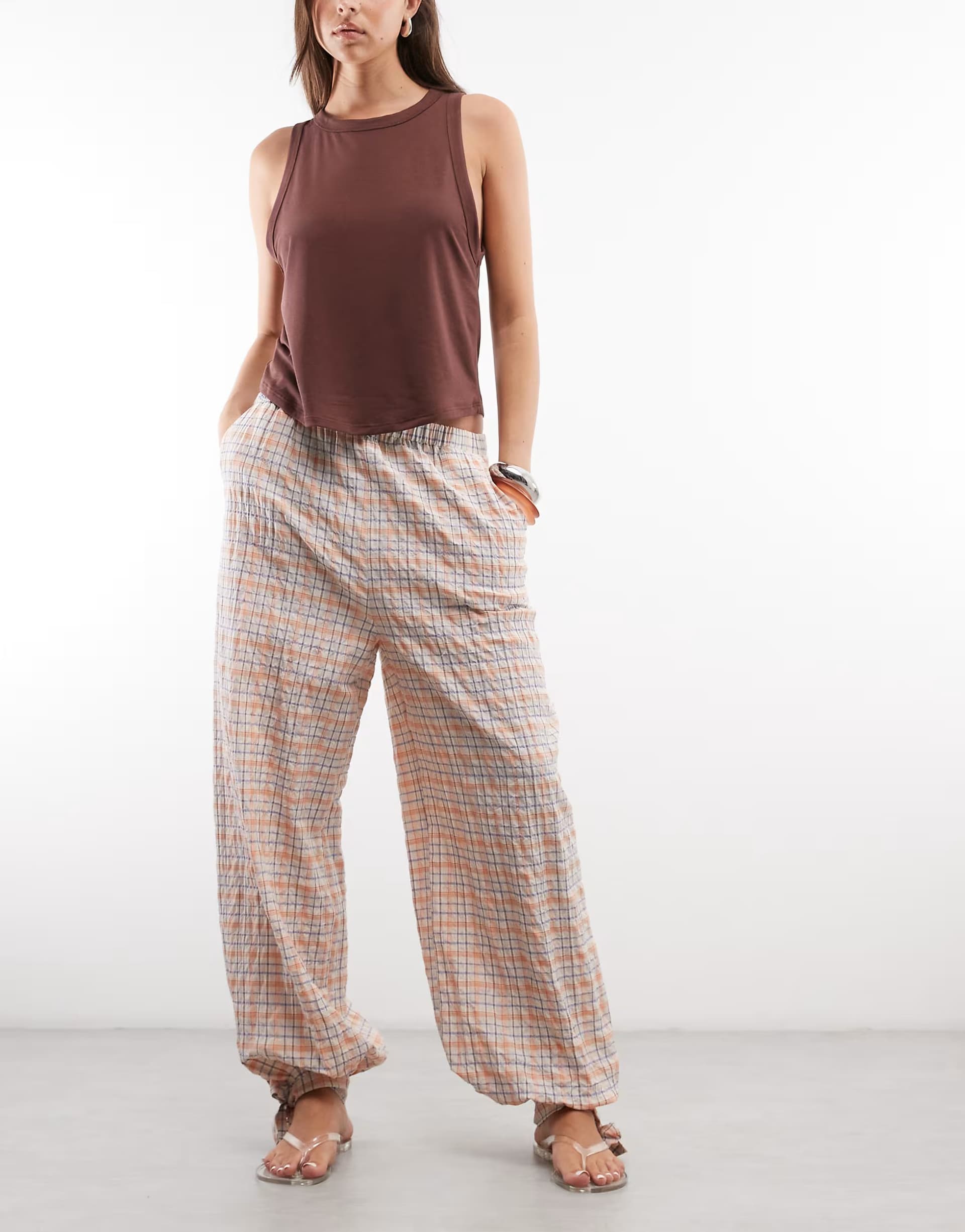 ASOS Reclaimed Vintage balloon leg trouser in check