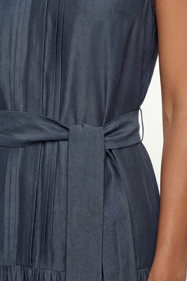 Wallis Wallis Women's Petite Denim Look Drop Waist Midi Dress in Indigo - 2