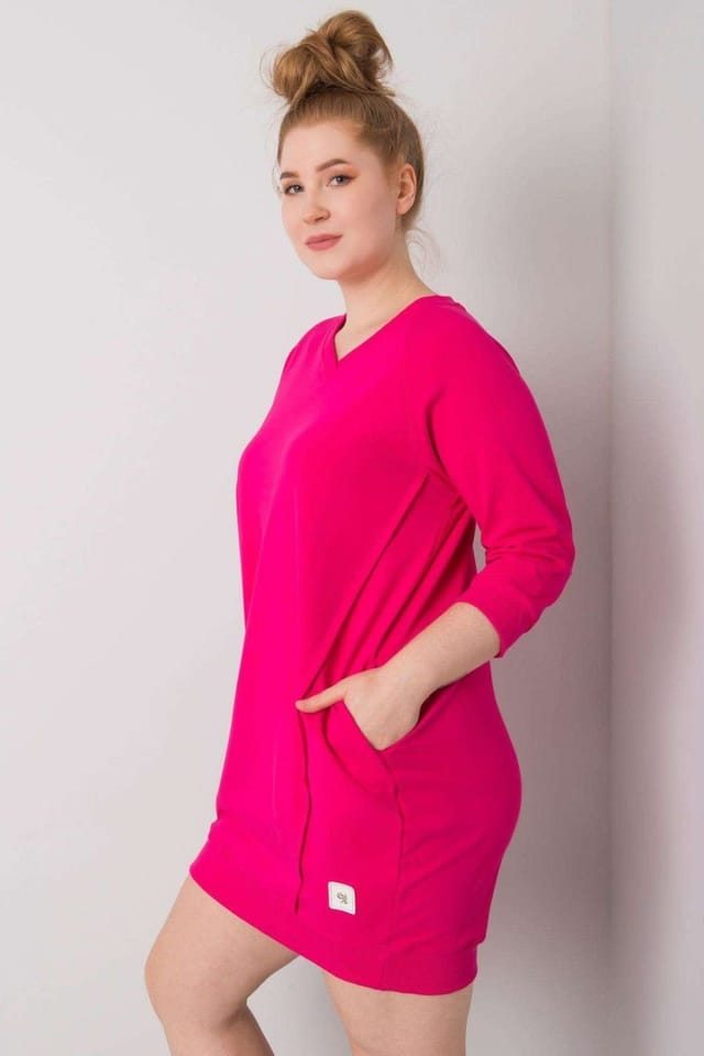 Love Lace Love Lace Women's Plus Size Dress With Pockets 3/4 Sleeves in Pink - 3