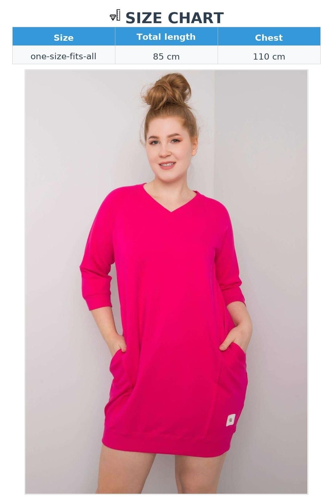 Love Lace Love Lace Women's Plus Size Dress With Pockets 3/4 Sleeves in Pink - 4