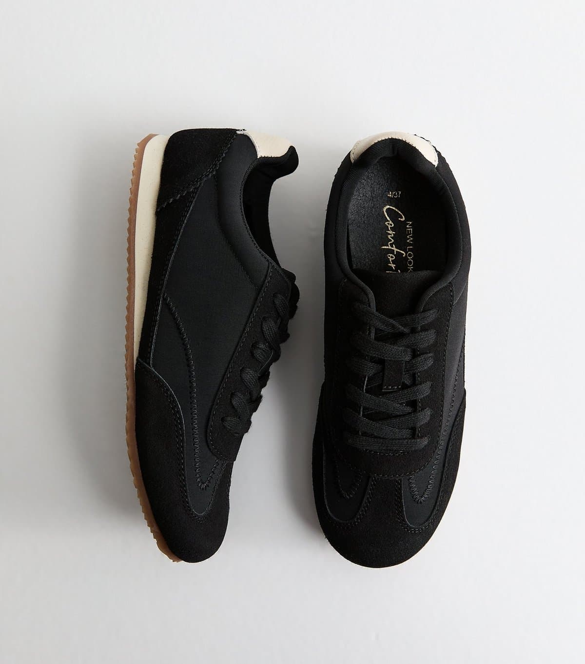 New Look New Look Black Faux Leather Panelled Jogger Trainers