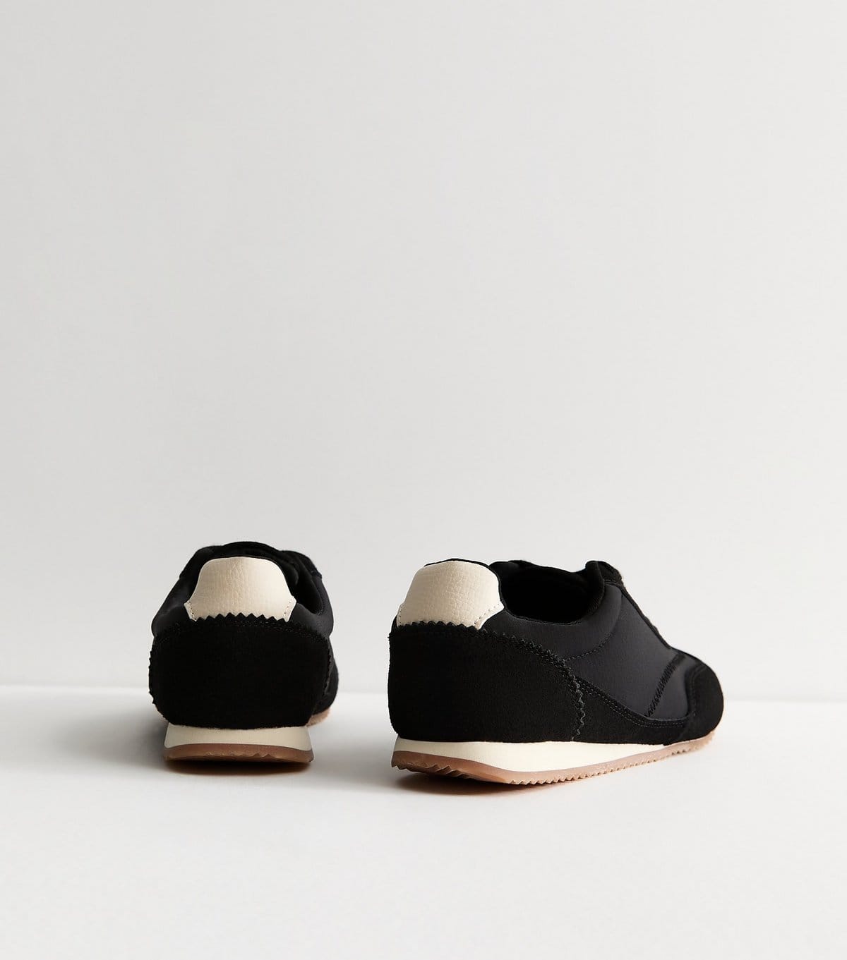 New Look Women's Black Faux Brushed Leather Panelled Jogger Trainers Vegan New Look - 4