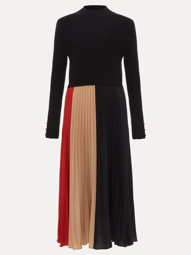 Phase Eight Phase Eight Women's Kiera Colourblock Woven Hem Midi Dress in Cerise - 2