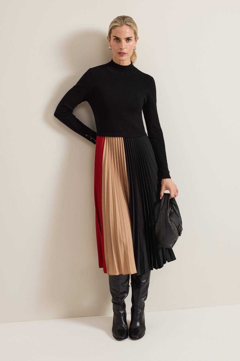 Phase Eight Phase Eight Women's Kiera Colourblock Woven Hem Midi Dress in Cerise - 3