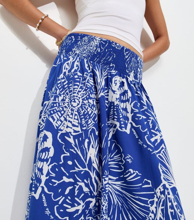 New Look Women's Blue Shell Print Palazzo Trousers New Look - 3