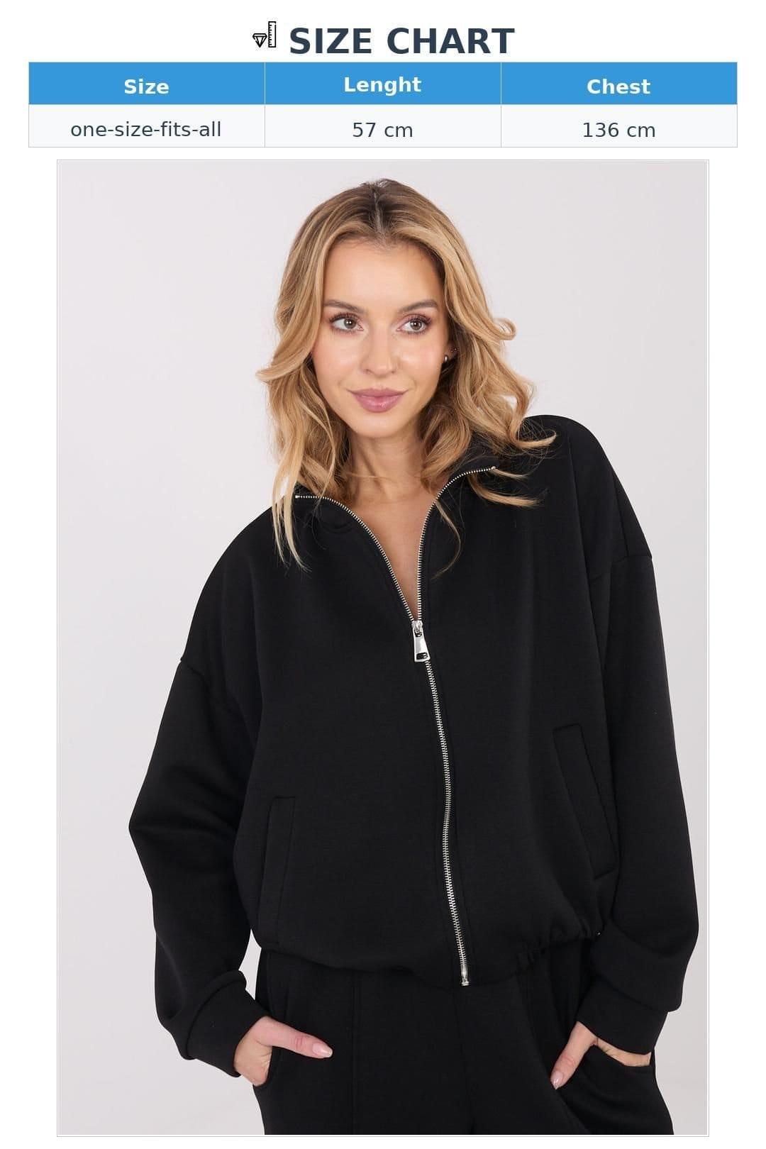 Love Lace Love Lace Women's Casual Zip Stand Collar Sweatshirt with Pockets in Black - 4
