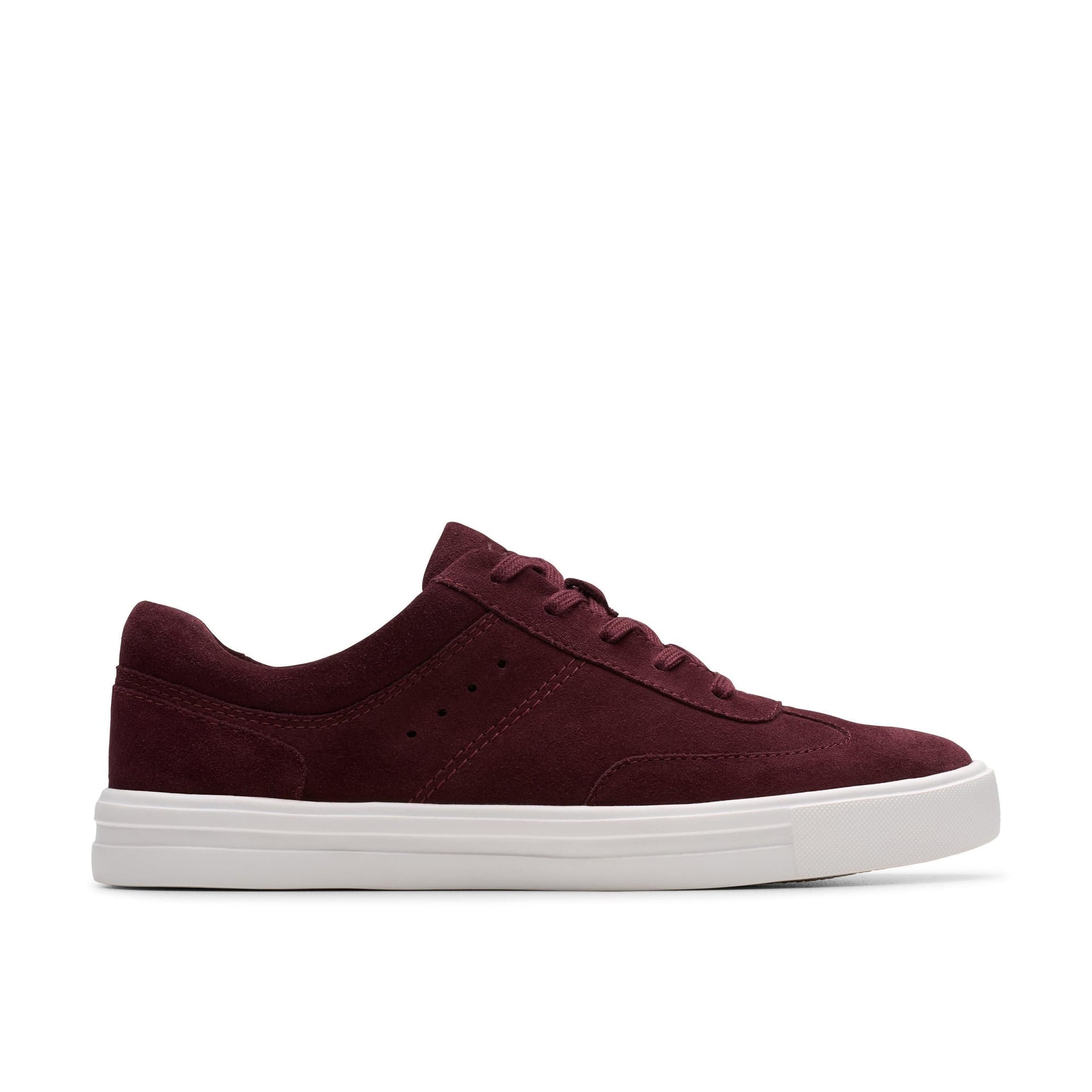 Clarks Clarks Women's Makea Court Burgundy Suede Trainers, Lace Up in Red - 4