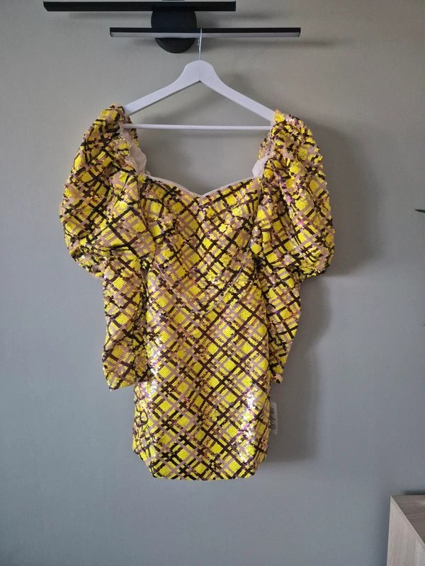 ASOS ASOS Luxe sequin embellished dress, puff sleeve size 8 - 1