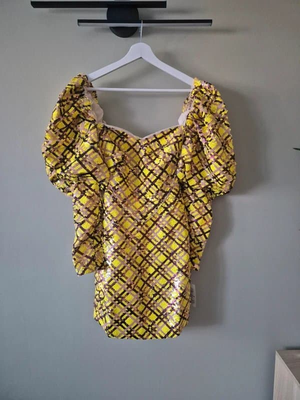 ASOS ASOS Luxe sequin embellished dress, puff sleeve size 8