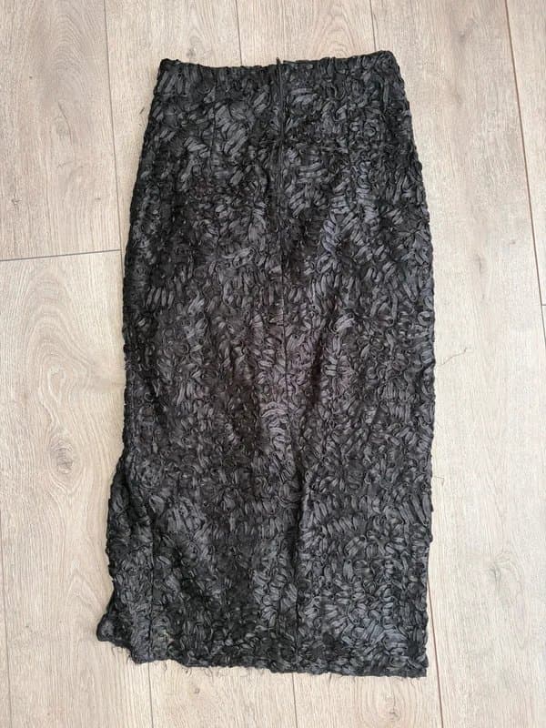ASOS ASOS Black Textured Ruched Midi Skirt Size 8