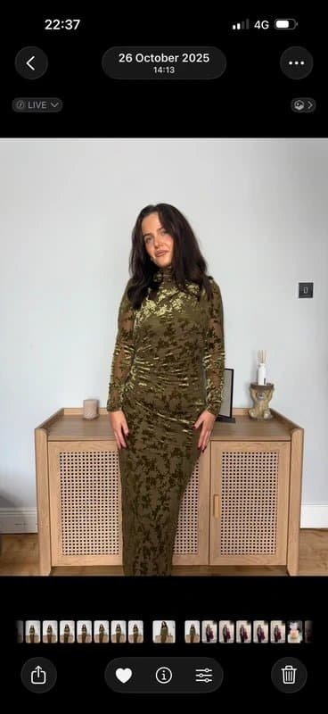 New Look Green velvet maxi dress with mesh sleeve detail