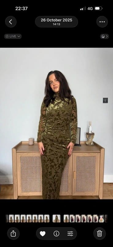 New Look Dark Green Velvet Maxi Dress with Mesh Sleeve Detail