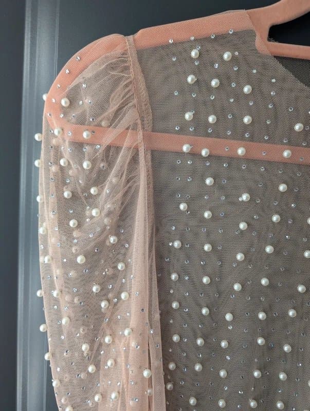 ASOS Sheer diamante crop top S