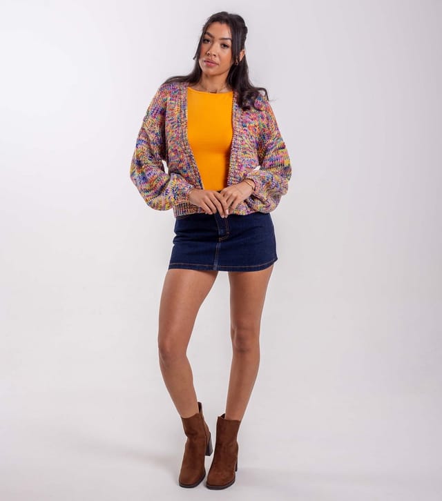 Sunshine Soul Women's Multi Coloured Balloon Sleeve Cardigan Sunshine Soul New Look - 2