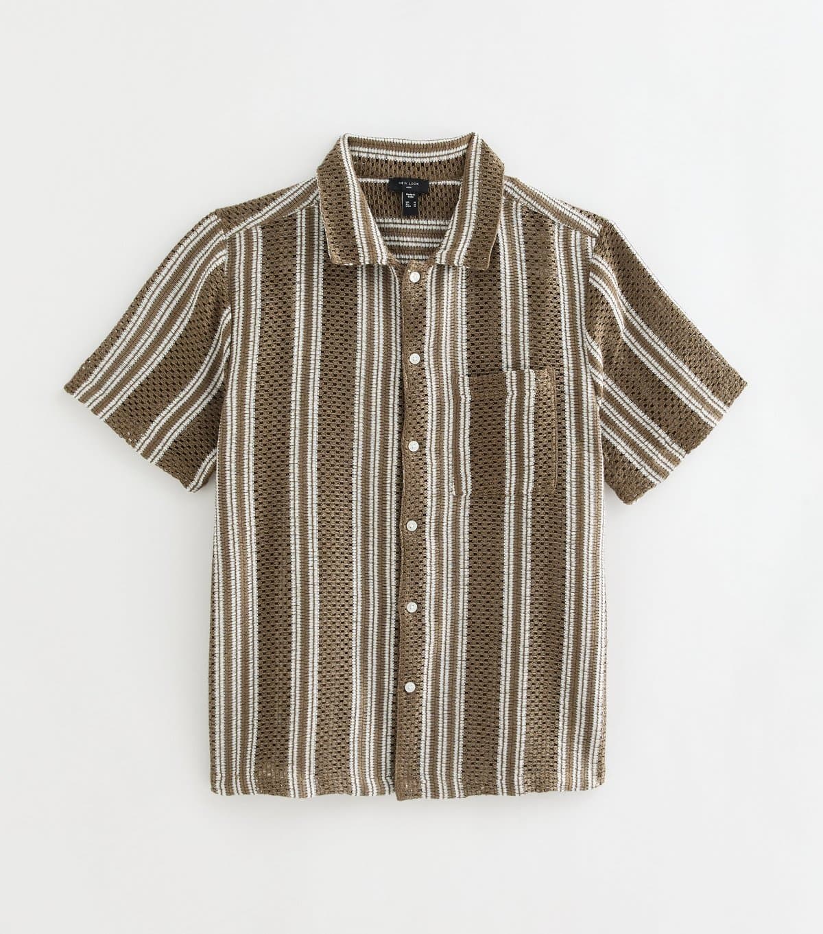 New Look Men's Light Khaki Textured Stripe Shirt New Look