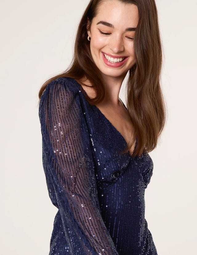 Blue Vanilla Angel Sleeve Sequin Mini Dress - 2