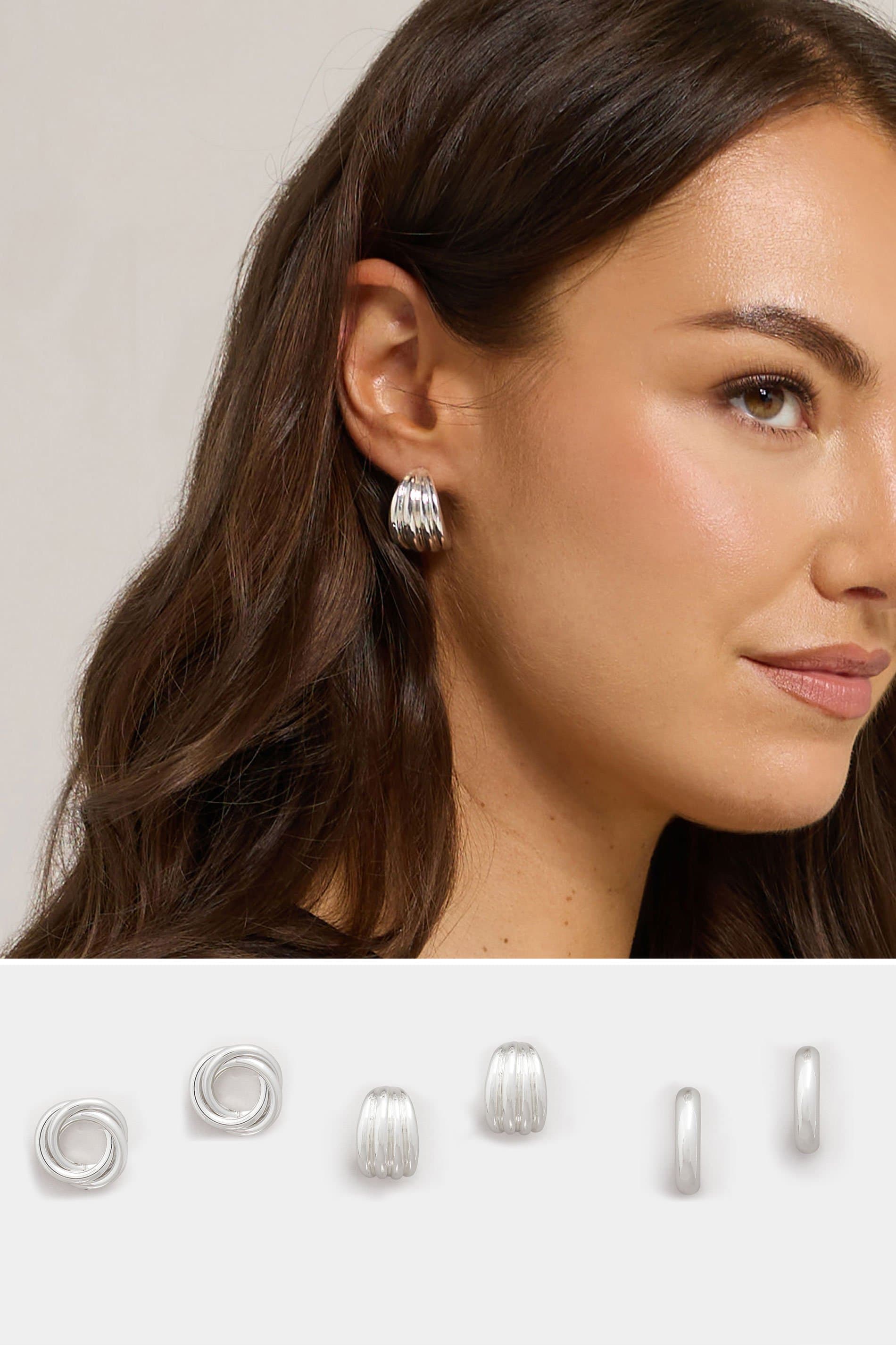 Yours 3 Pack Silver Tone Twist Hoop Earrings