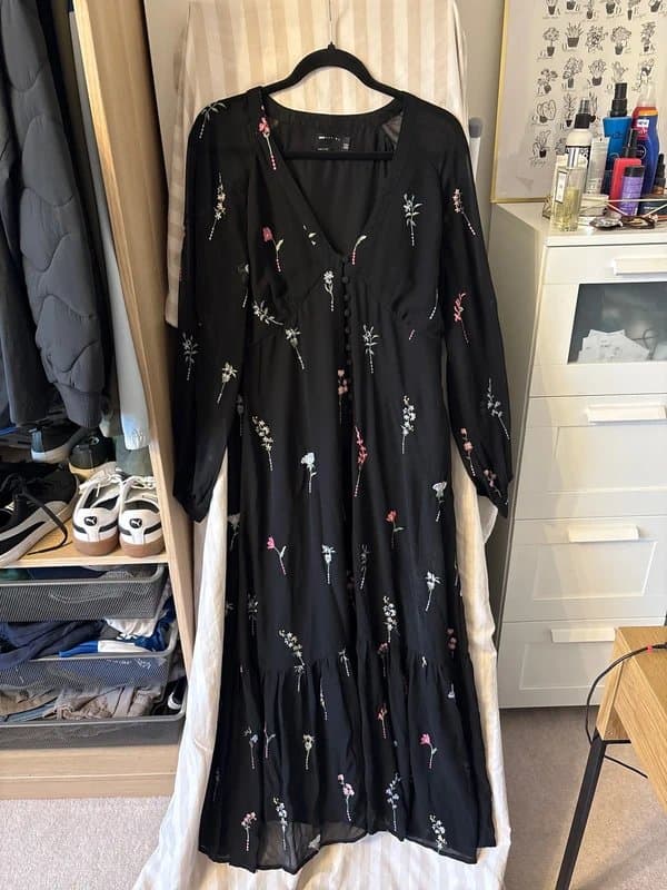 ASOS Design Asos design button embroidered maxi tea dress 16