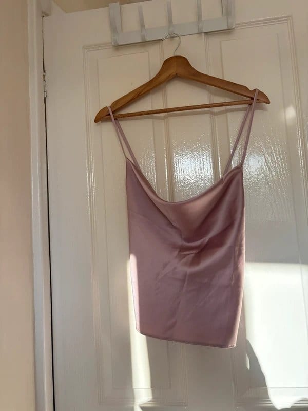 ASOS Design Rose Satin Cowl Neck Top