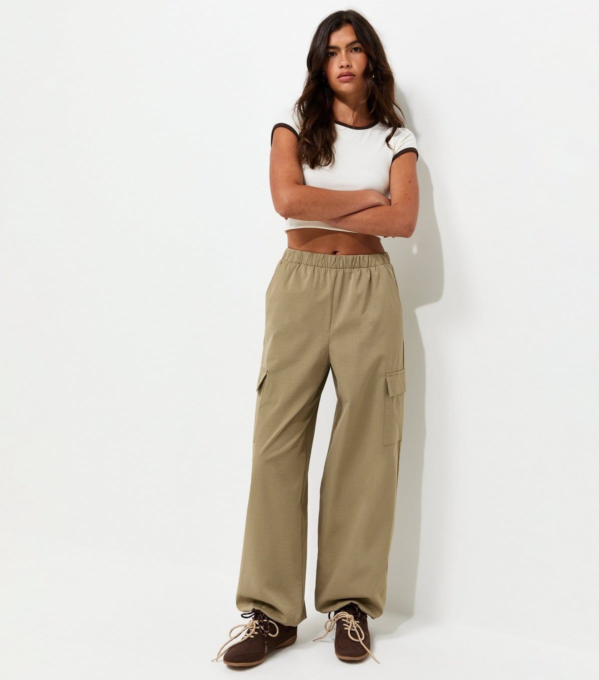 New Look Camel Woven Tapered Cuffed Trousers