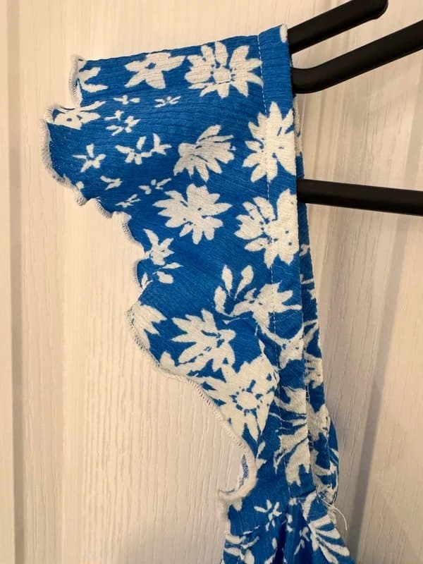 New Look New Look Curves Blue Floral Midi Dress UK 28 Ruffle Strap Summer Dress