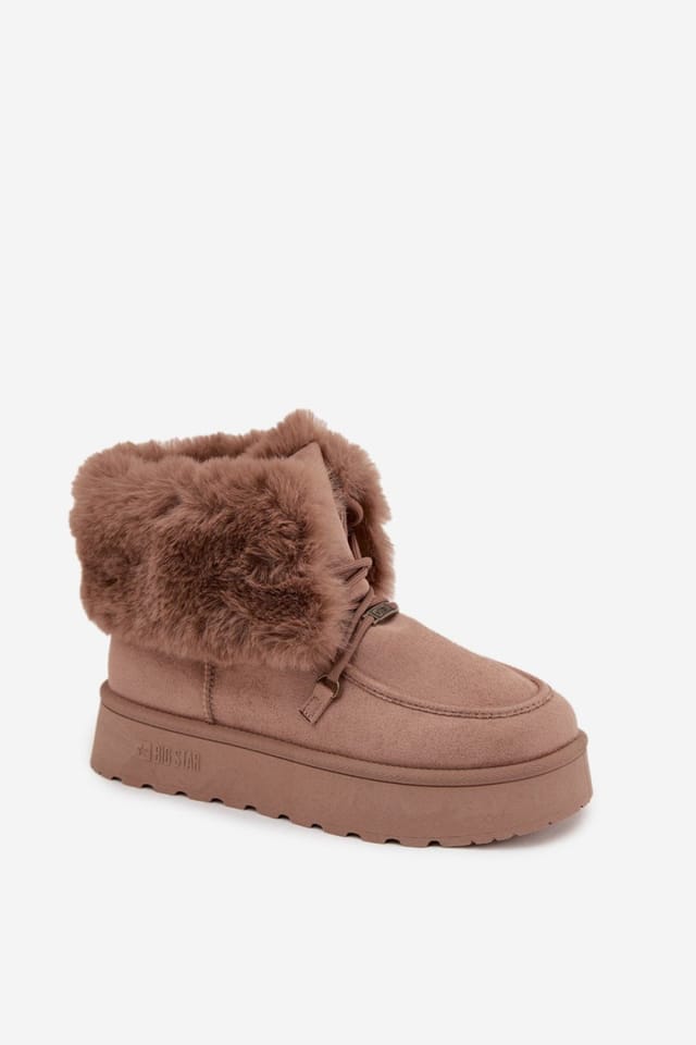 Love Lace Love Lace Women's Snow Boots with Waterproof Membrane Platform Suede Fur Lining in Beige - 2