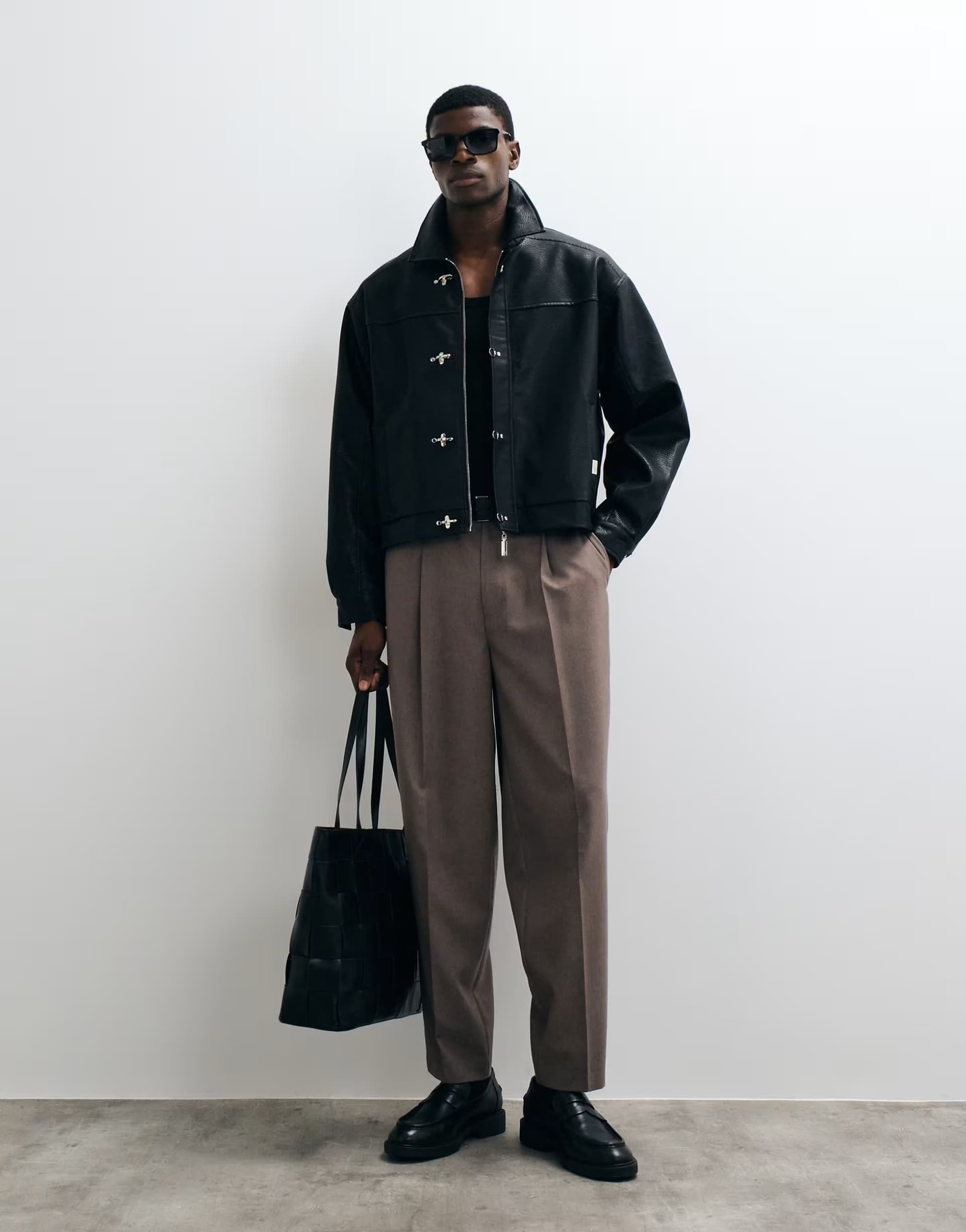 ASOS ASOS DESIGN tailored pleated flannel trousers in brown with back pocket detail