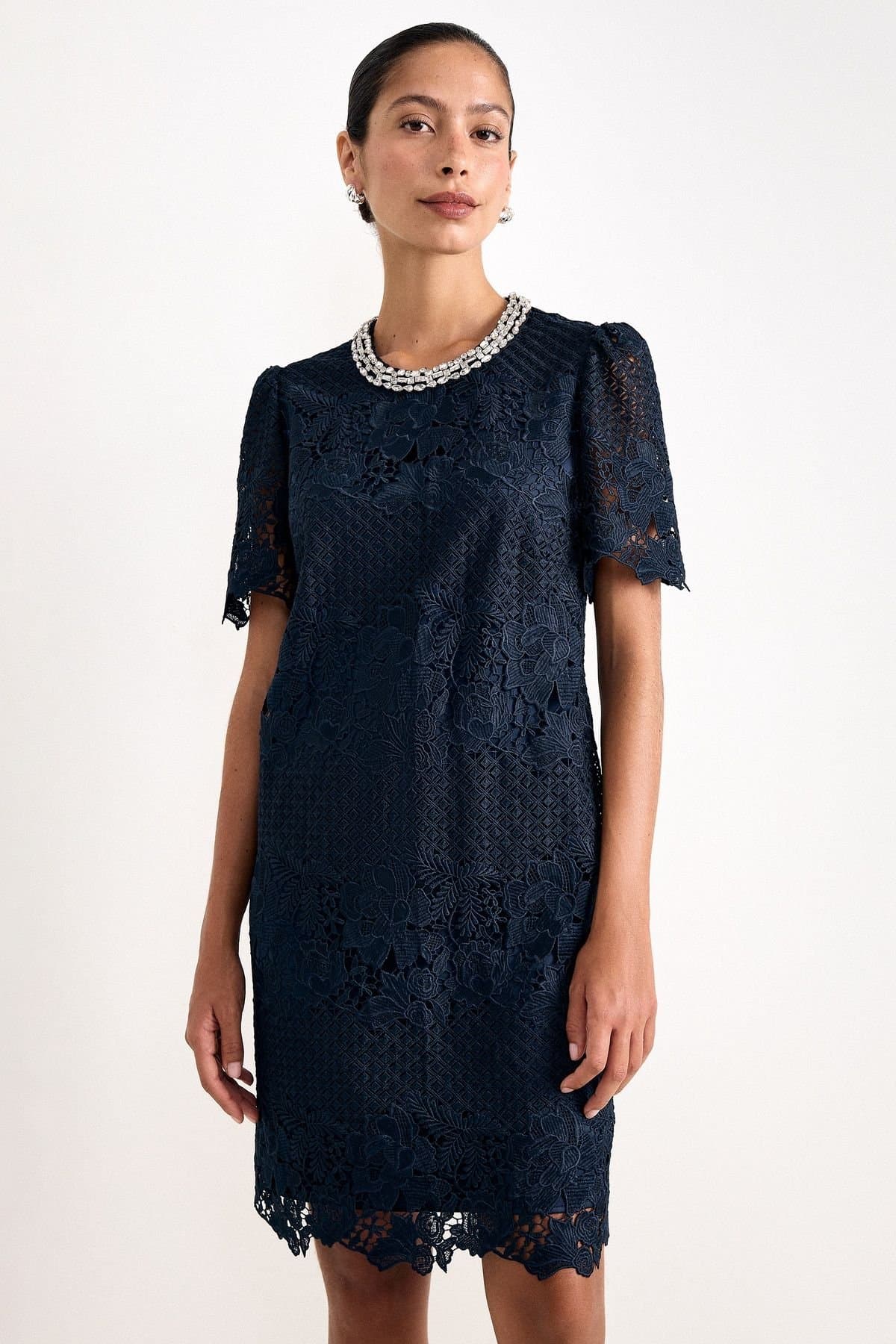 Phase Eight Phase Eight Women's Eloise Embellished Lace Mini Dress in Dark Navy