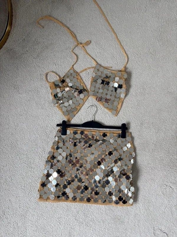 ASOS ASOS design sequin disc embellished co ord skirt set