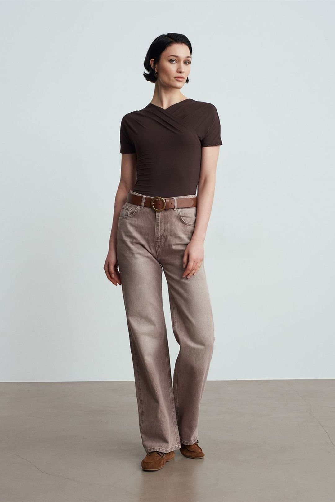 Dilvin Dilvin Stone High-Waist Straight-Leg Denim Jeans
