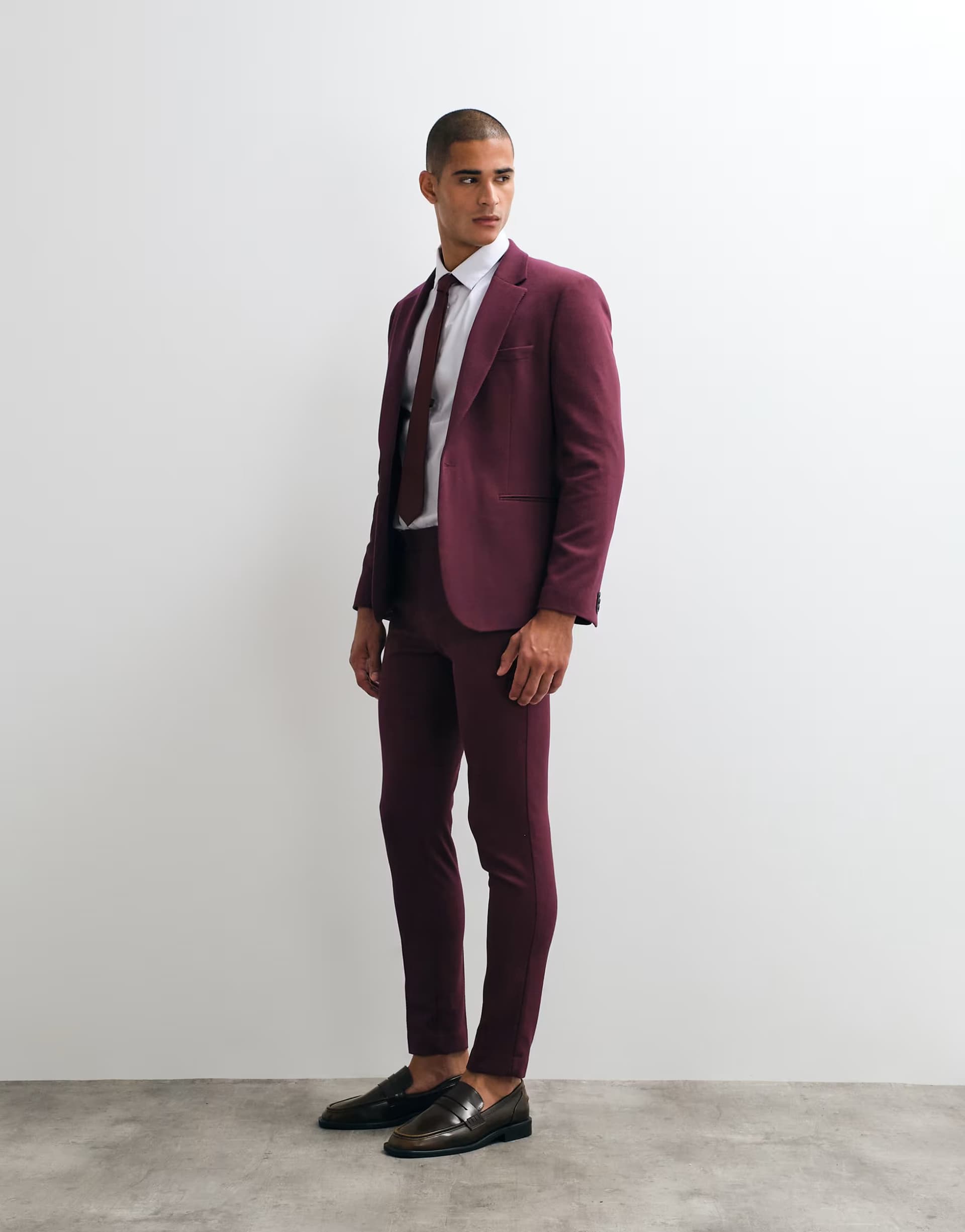 ASOS ASOS DESIGN skinny suit trouser in burgundy
